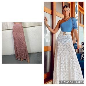 NEW Galeria Tricot Gabriele Pink Knit Long Skirt S
